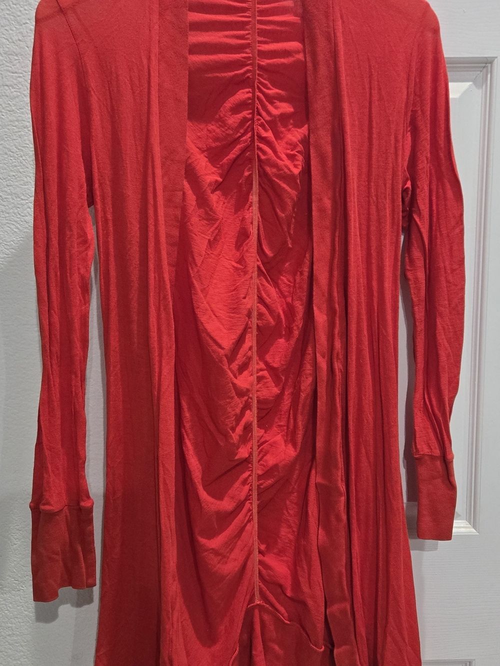 Monrow Orange Ruched Open Front Cardigan Size Small